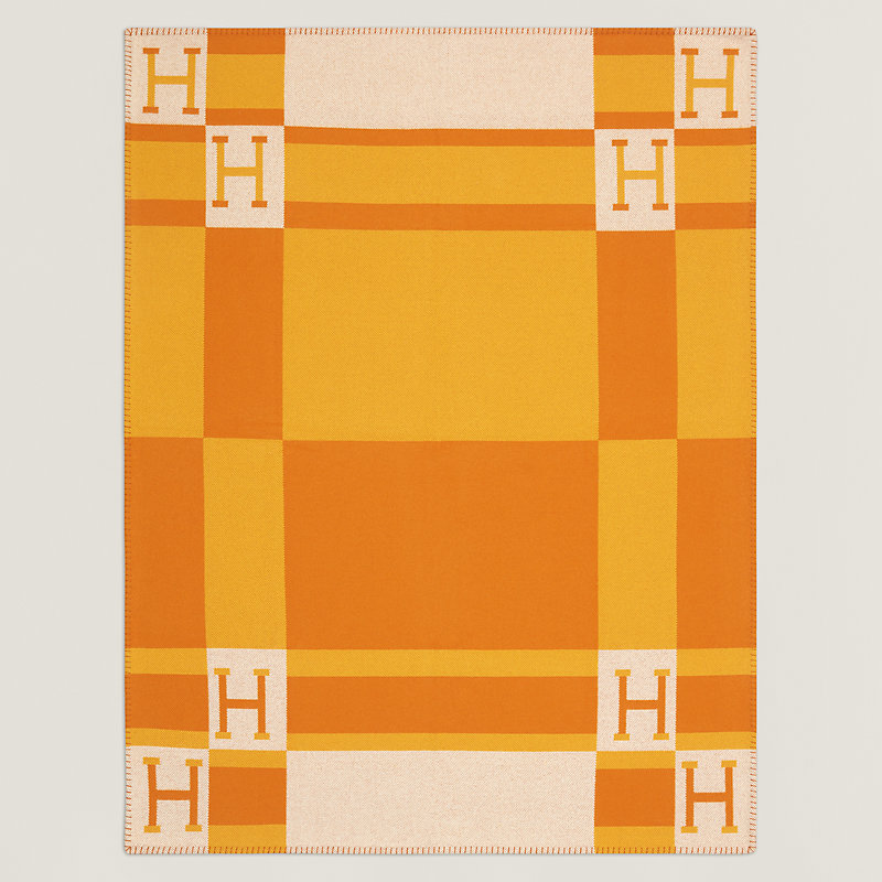 Avalon Bayadere blanket - Orange | Hermès Canada